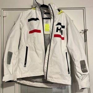 Helly Hansen White Ski Jacket with Black and Red Accents
